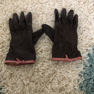 Kate Spade brown and pink leather gloves